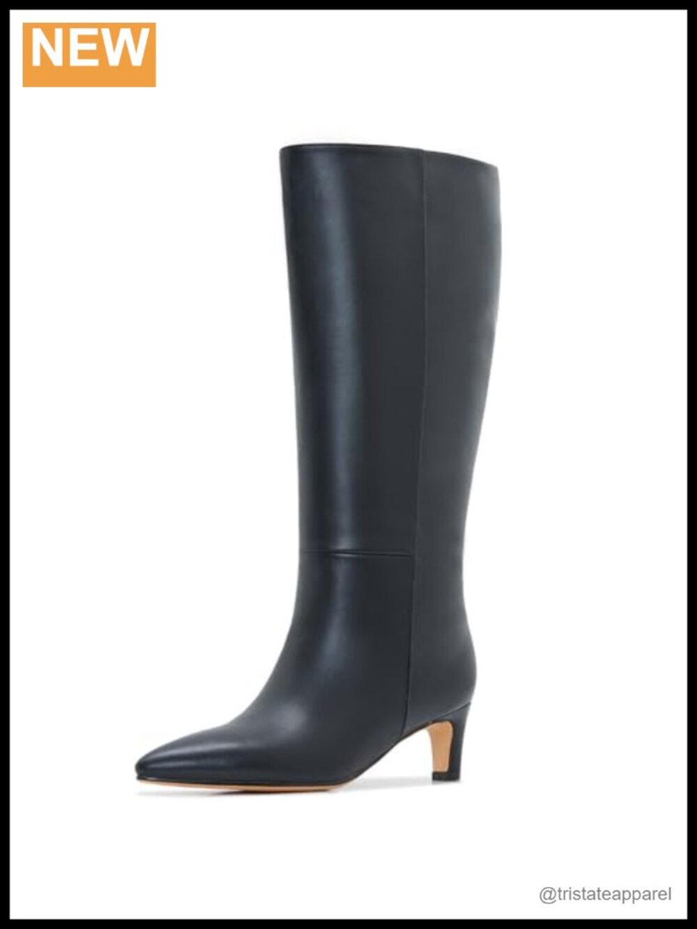 Plus Size Wide Calf Knee High Boots Pointed Toe Kitten Heel Women's Dress Boots